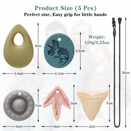 CLDY Kaukette für Kinder, 5er-Pack sensorische Kauketten, Autismus-Spielzeug für Jungen und Mädchen, Beißring aus Silikon BPA-frei, perfekt für Kinder mit ADHS, Beißende, Fingernägel Kauen