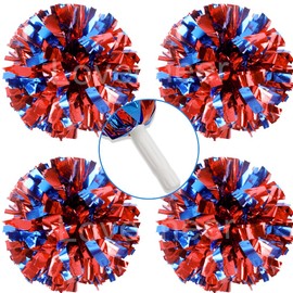Lovecheer 4PCS Red and Blue Pom Poms Cheerleading Sports Team Spirits Kids Cheer Pom Poms Football Basketball Games Dance Party Cheering