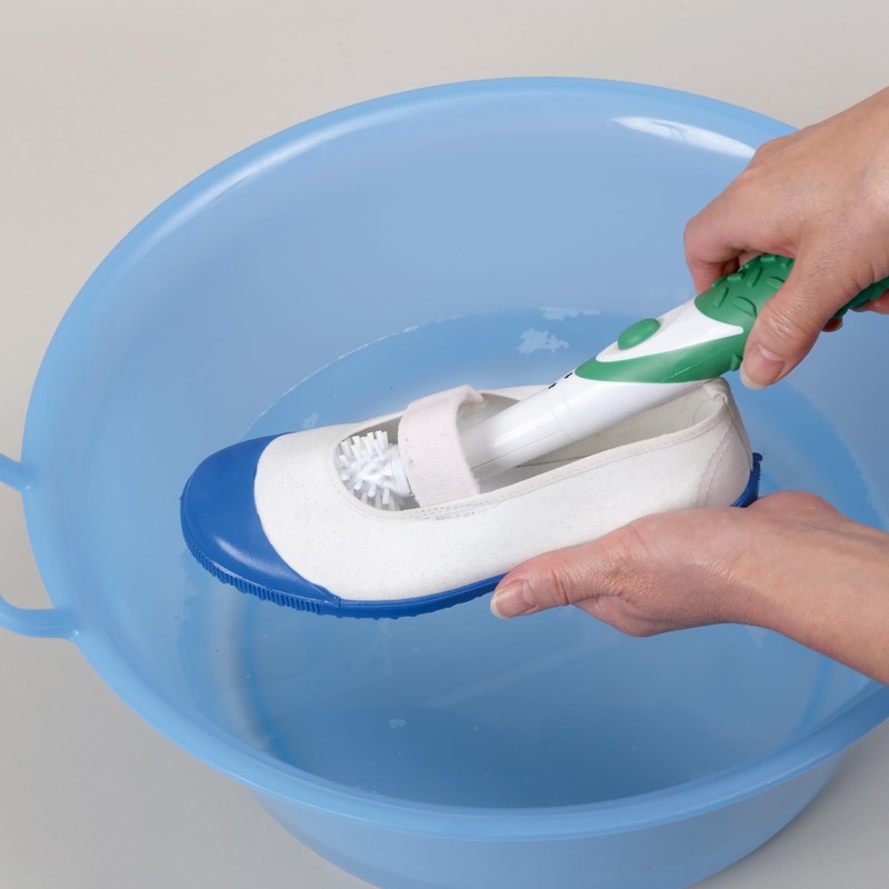 Sonic Scrubber Electric Shoe Brush, Green, Width 1.4 x Depth