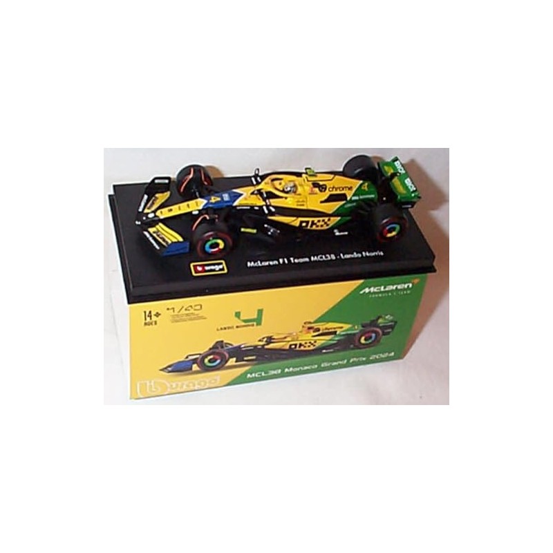 Bburago F1 McLaren MCL38 2024 M'onaco GP S'enna L'ando N'orris