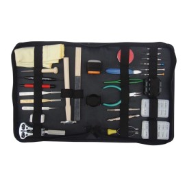 bestbuywholesalers 28 Pieces Deluxe Watch Repair Tool Kit Set Watchmaking with Leather Case