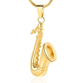 memorial jewelry Music Urn Saxophone Horn Chain Necklace Cremation Ash Keepsake Pendant