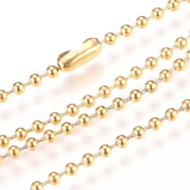 Unbranded Gold Stainless Steel Ball Chain Necklaces 30" - 3mm - 5 Necklaces - N402