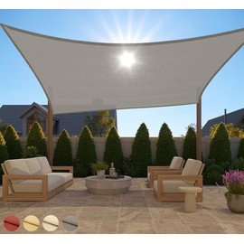 Gorilla Grip Heavy Duty Sun Shade, UV Protection Fade Tear and Rust Resistant Rectangle Sunshade Canopy, Curved Edges Blocks Sunlight, Breathable Sail, Outdoor Patio, Lawn Garden, 8x12 FT Gray