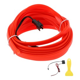 A ABSOPRO 5m EL Wire Cable LED Glow String Light Car Interior Lighting Strip Flexible Neon Light for Car Decoration Wiring Driver(12v) Red