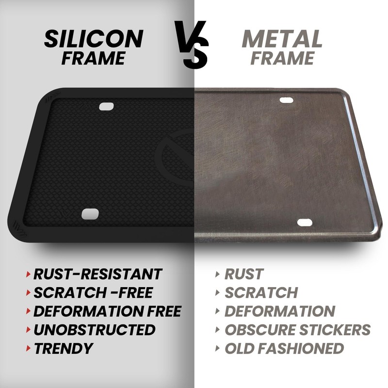 Motorfi 2 Pcs Silicone License Plate Frames with Polycarbonate Covers,