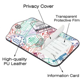 Neidius 2 Pack Luggage Tags for Suitcase,Passport Visa Stamp PU Leather Luggage Tags with Privacy Cover Name Address Labels and Steel Ring,Creative Travel Accessories for Men and Women