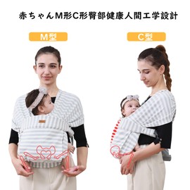 CUBY Baby Sling for Newborns, Baby Sling, Front of the Neck Sitting Back, Baby Carrier, Sling, Piggy Straps, Face-to-face Hugging, Mesh, Easy, Lightweight, Can Be Used Up to 33.1 lbs (15 kg) Newborn