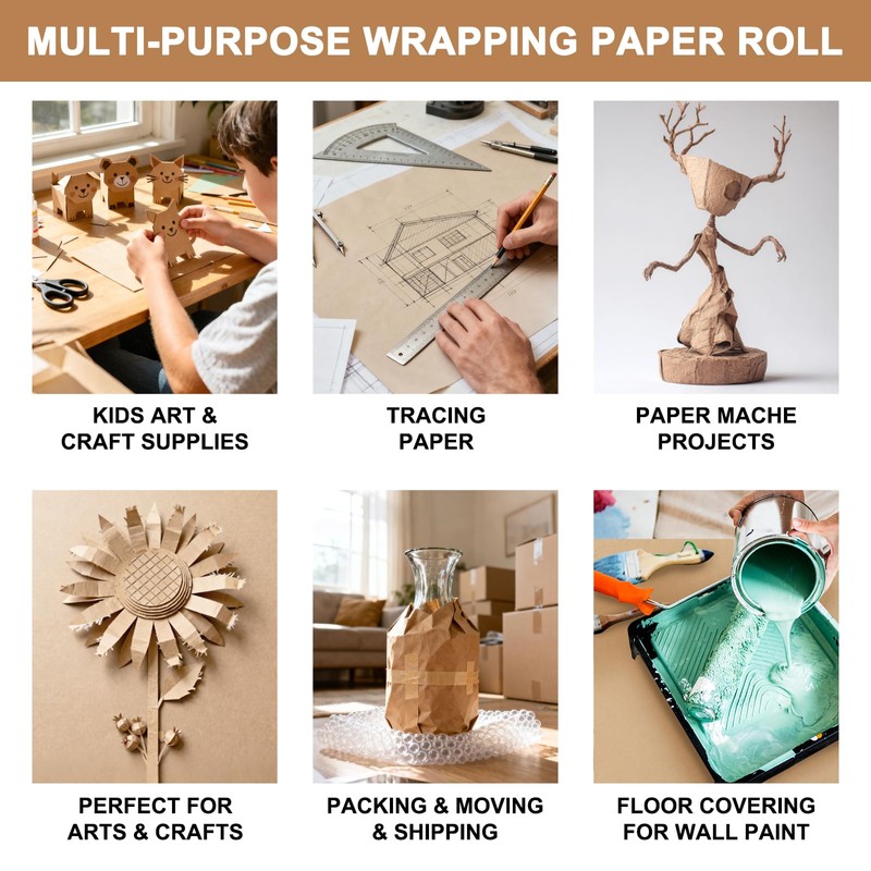 Moretoes 36" x 1,200"(100') Brown Kraft Paper Roll for Bulletin