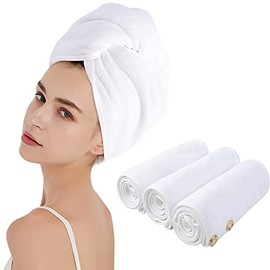 KinHwa Quick Dry Hair Towel for Women Super Absorbent Hair Drying Towel for Curly, Long, Thick Hair Anti-frizz 3 Pack White