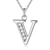 ZXUPOI S Necklace Silver with Letter Pendant Rhodium-Plated 925 Silver