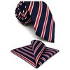 S&W SHLAX&WING Men's Striped Necktie, Blue, Red, Business, 3.5" x