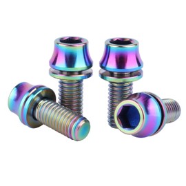 UHDFBDHF 4PCS Titanium Inside Hex Bolts M5x12mm with Washers for Bicycle Water Bottle Cage (Rainbow)