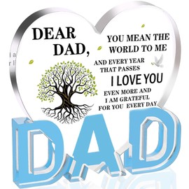 Gifts for Dad, Dad Birthday Gift - Acrylic Heart Plaque 3.9 × 3.7 × 0.4inch, Dad Gifts from Daughter Son Wife, Memorial Gifts for Loss of Dad