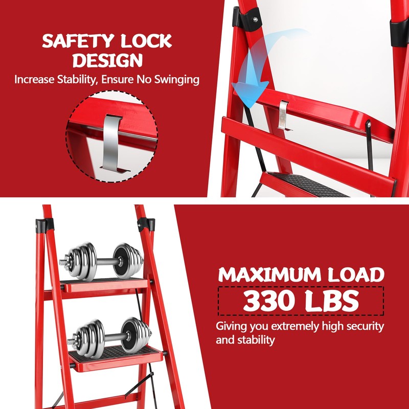 WAWINY 2 Step Ladder Folding, Step Stools for Adults with