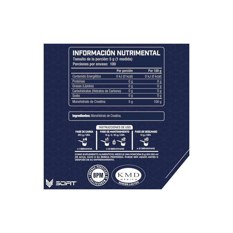 SCIFIT| Creatina Monohidrato de Alta Pureza | 500 g |