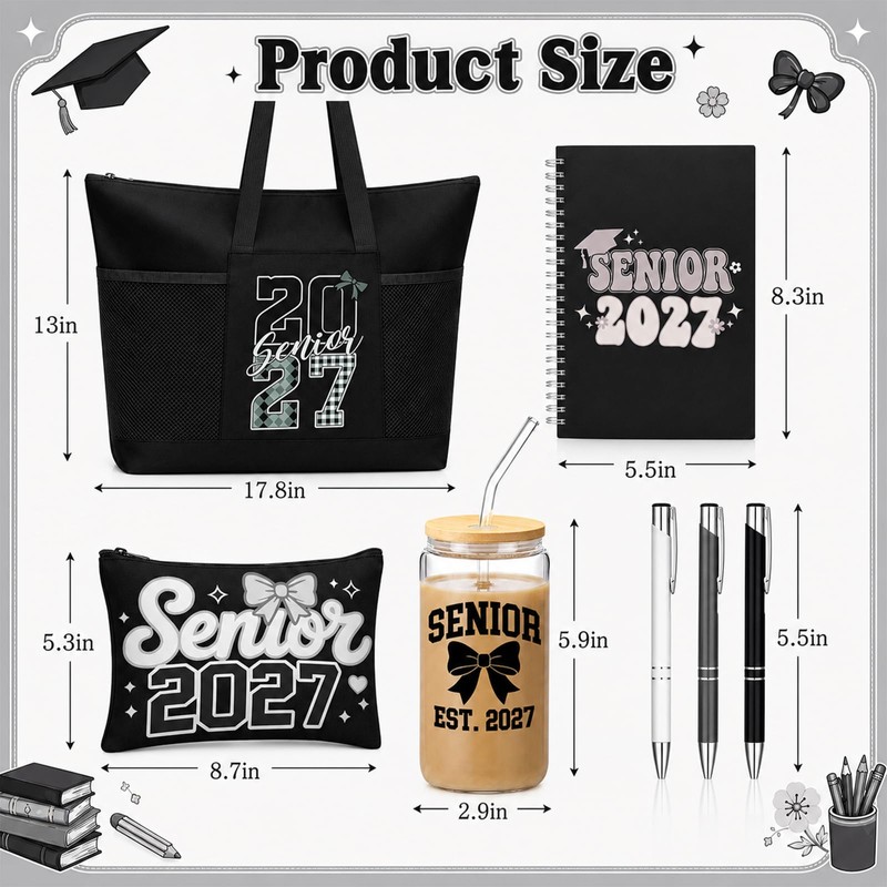 Black 7 Pcs 2027 Senior Gifts Set Senior Night Gift
