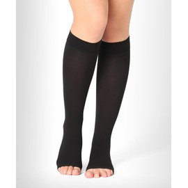 Pani TERESA MEDICA Compression Stockings, Thrombosis Stockings, Medical Compression Socks, Knee Socks with Open Fingers, black