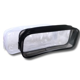 GAQWOK 2Pcs Clear Toiletry Bags for Traveling - Black and White Set | Convenient Clear Travel Bags for Toiletries, Makeup, and More