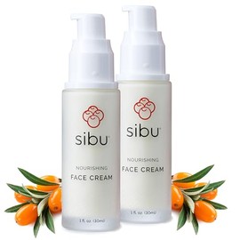 sibu Crema facial nutritiva de espino cerval de mar, 1 onza (paquete de 2), crema facial ligera e hidratante, increble para pieles sensibles, brotes  