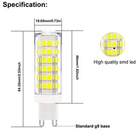 Jiotouhu G9 LED Bulb, 9W G9 LED Bulbs (Equivalent to 85W Halogen Bulbs G9), G9 LED Bulbs Cold White 6000K, No Flicker, 360 Degree Angle, AC 110-240V, Pack of 10