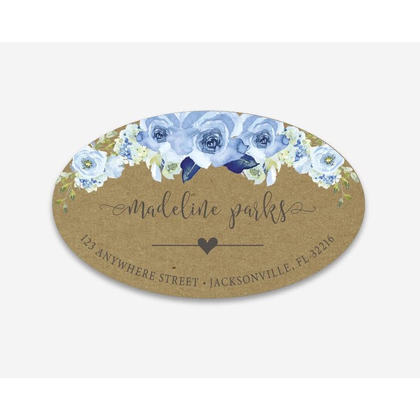 Oval Return Address Stickers, Kraft Wedding Announcement Labels, Party Favor