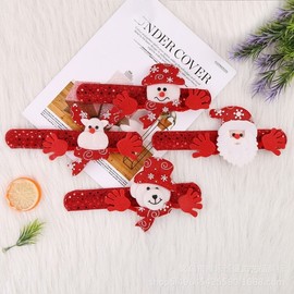 Christmas Slap Bracelet for Kids - One-Touch Automatic Gift Free Size / Snowman Style 20ea
