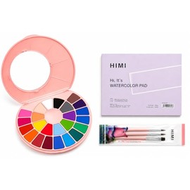HIMI Acuarelas profesionales 38 colores vivos cuaderno acuarela pinceles paleta compacta y ligera en estuche de transporte, juego de viaje para principiantes y artistas profesionales