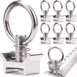 XFLYP 6PCS Lashing Rings for Lashing Rails, Single End Fitting for 1000 daN (kg) Load Capacity, Cargo Load Rings Lashing Rail Fitting with Round Ring, Stud Fitting Airline Rails Track Tie Down System