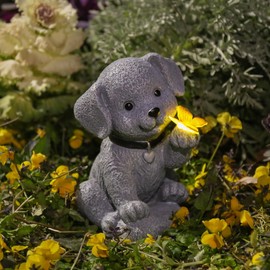 Solar Garden Statues Outdoor Dog Lights, Unique Housewarming Garden Gifts for Women Mom Wife Grandma and Sisters，Cute Dog Sculpture Decoration for Patio, Terrace, Balcony, Lawn