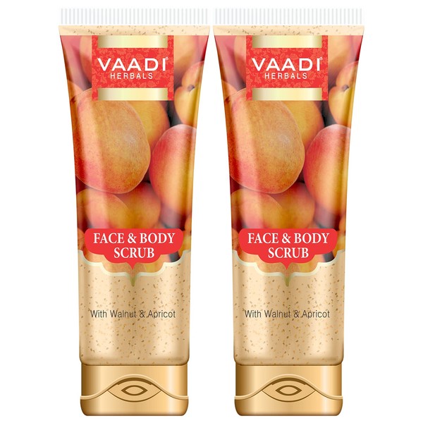Vaadi Herbal Organic Face Scrub & Body Scrub with Walnut & Apricot Cream Remove Dry Dead Skin 2 x 110 Gms