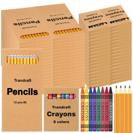 Trandraft 288 Pcs Crayons Bulk of 8 Colors with 432 Pcs Sharpened Pencils Bulk(#2 Hb), Mini Packs of Crayons for Back to School Supplies Classroom Party Favors (72 Boxes)