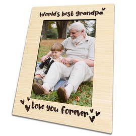 Vodbok Grandpa Picture Frame, World's Best Grandpa, Grandpa Gifts, Father's Day Decor Birthday Gifts Grandpa, Display On Tabletop, Desk, 4X6 Inch Photo