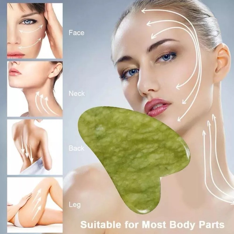 OEM 10 Guashas De Jade 100% Natural Para Masaje Facial