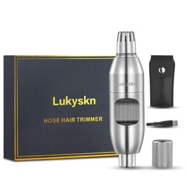 Lukyskn Ear Nose Hair Trimmer for Men, Manual Precision Nasal Hair Remover, Painless Waterproof Nostril Nose Cutter Clippers, Portable Professional Stainless Steel Nasal Shaver, Gift for Men, Silver