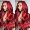 32 Inch Burgundy Body Wave Lace Front Wigs for Women