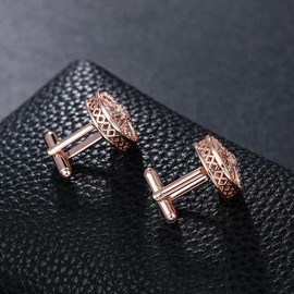 ZARD Starburst Men Cufflinks with Cubic Zirconai Pavé and Rose Gold Plating