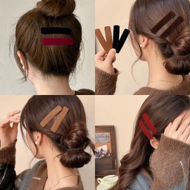 Fesanla Hair Clip, Small, Velour, Red, Bangs, Set of 2, Patch Closure, Hair Clip, Hair Accessory, Simple, Elegant, Shichi-Go-San Yukata, School Entrance Ceremonies, Recitals (Red)