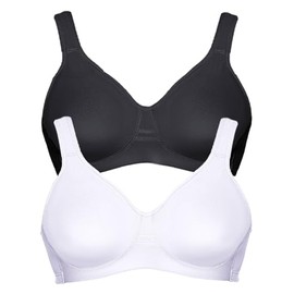 Viania Women's Pack of 2 Sports Bra Workout 14750 Schwarz-Weiss 40C