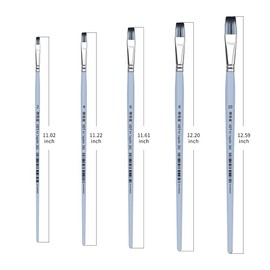 XDT#262 Bright Artist Paint Brush 5 Piece Set Medium Stiff Nylon Hair Extra Long Handle #2#4#6#8#10, Acrylic Oil Watercolor