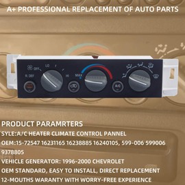 Dasbecan 599-006 AC Heater Climate Control Panel Module HVAC w/Rear Window Defogger Switch Compatible with Chevy C1500 C2500 Suburban Tahoe 1996-2000 GMC Yukon XL SL SLE SLT 9378805 16231165
