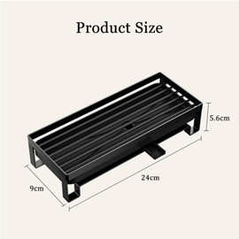 Ayicheyl Sink Organiser, Sink Tray, Sponge Holder, Kitchen Organiser, Black Carbon Steel, Cleaning Agent Organiser with Removable Collection Tray for Kitchen Worktops, Narrow Sink Tray