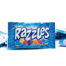 Razzles Candy Then Gum 1 lb - Tasty 2-piece Individually Wrapped Packets