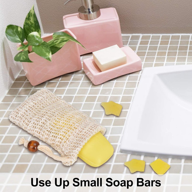 Pretop 4 x Organic Soap Bags, Natural Sisal Soap Pouches