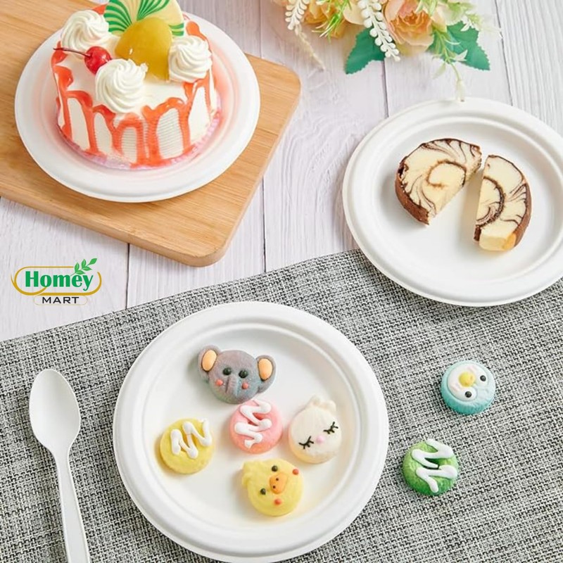 Disposable Paper Plates Extra Strength White Super Rigid Bagasse Plates