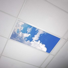 Fluorescent Light Cover for Classroom Ceiling Lights Clouds - Premium Backlit Film Insert 2x4 (22.38"x46.5") Florescent Fixture (Pack of 1) School, Office, Sensory, Improve Focus, Eliminate Headaches