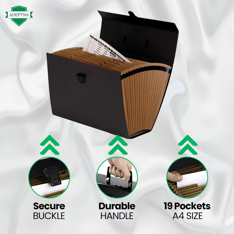 ADEPTNA Highly Durable 18 Pocket Expanding Box File Organiser A4