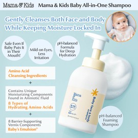 Mama&Kids Baby Face & Body Shampoo 15.55 fl oz (470ml) Baby Soap and Shampoo, Hypoallergenic All-in-one body shampoo for baby