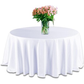 Elegant Event Essentials - Polyester Round Table Plain Cloth/Cover – For Home Décor, Wedding, Parties, Dining Table, Cafe Restaurant & Banquet - Seamless Wrinkle-Free Washable (White, 90")