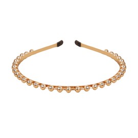 YARN & INK Metal Headbands for Women Girls, Braided Headband Vintage Hair Accessories Birthday Party Gift Non Slip (Gold Balls Line)